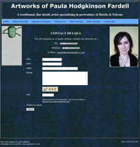 example of website for artworksphf.co.uk - Contact page